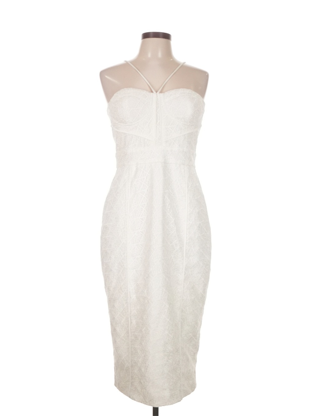 MISHA COLLECTION White Strapless Lace Midi Dress original price 475.00